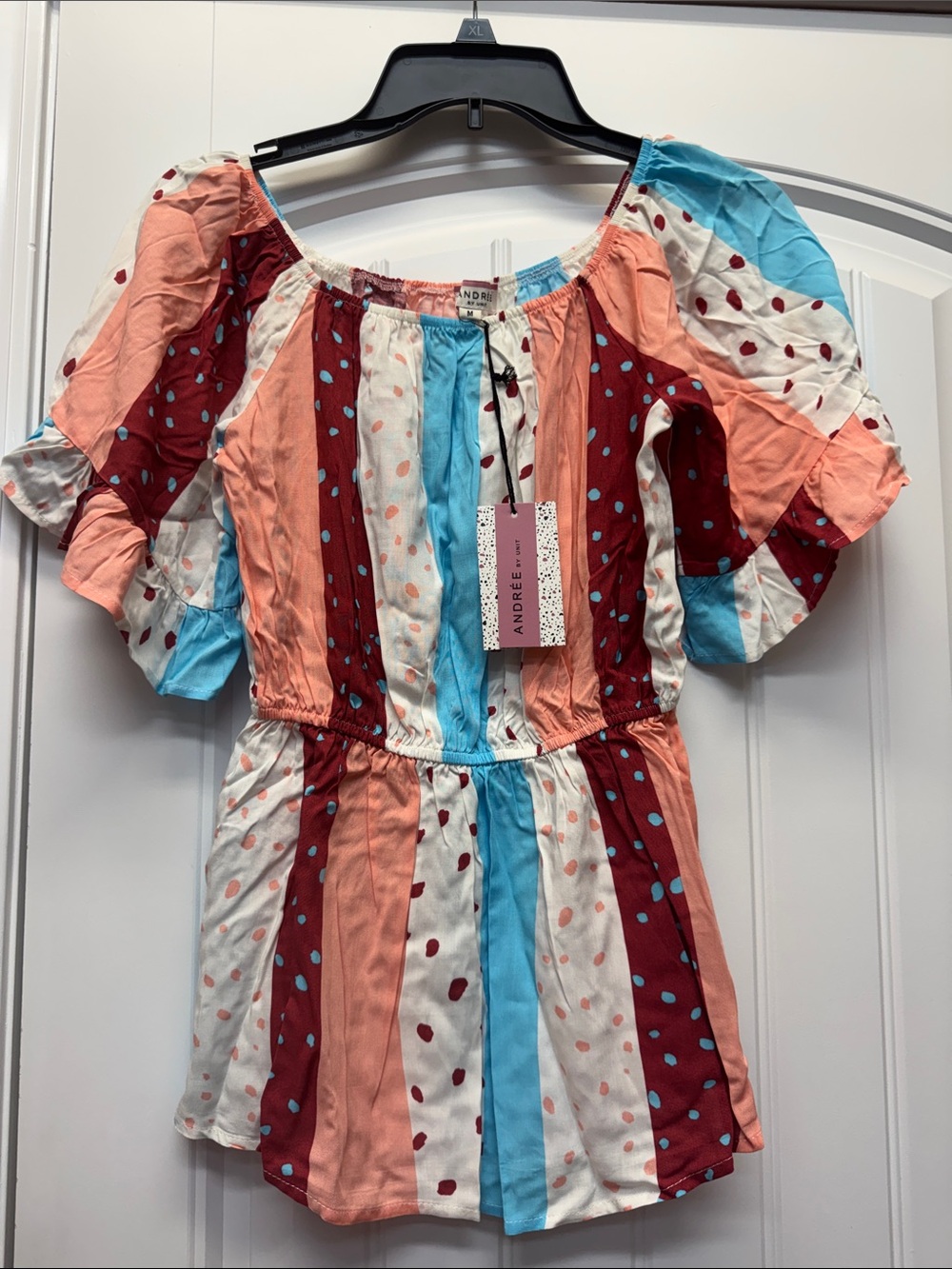 André by Unit- Polka Dot Striped Multicolor Top size M